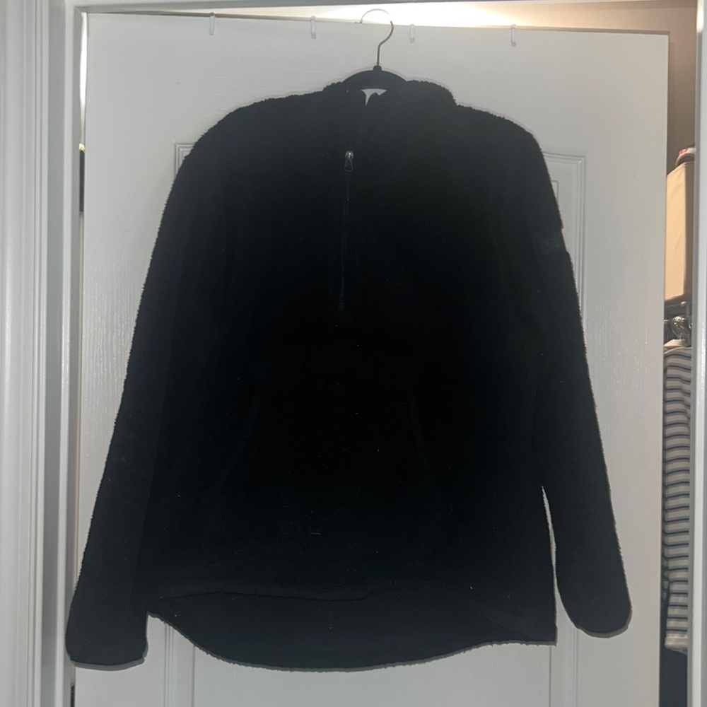Black fuzzy North Face pullover